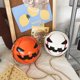 thumbnail image 2 of Bolso de hombro con forma de calabaza para mujer, bandolera de piel sintética con forma de pelota de baloncesto, bolso de mano con cadena para Halloween, color blanco, grande, 2 of 4