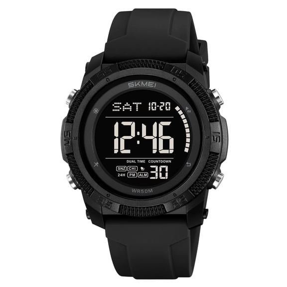 Fareti Digital Electronic Watch, Multifunctional Luminous Sports Wristwatch, Waterproof Outdoor Casual Chronograph with Date Stopwatch, Silicone Strap