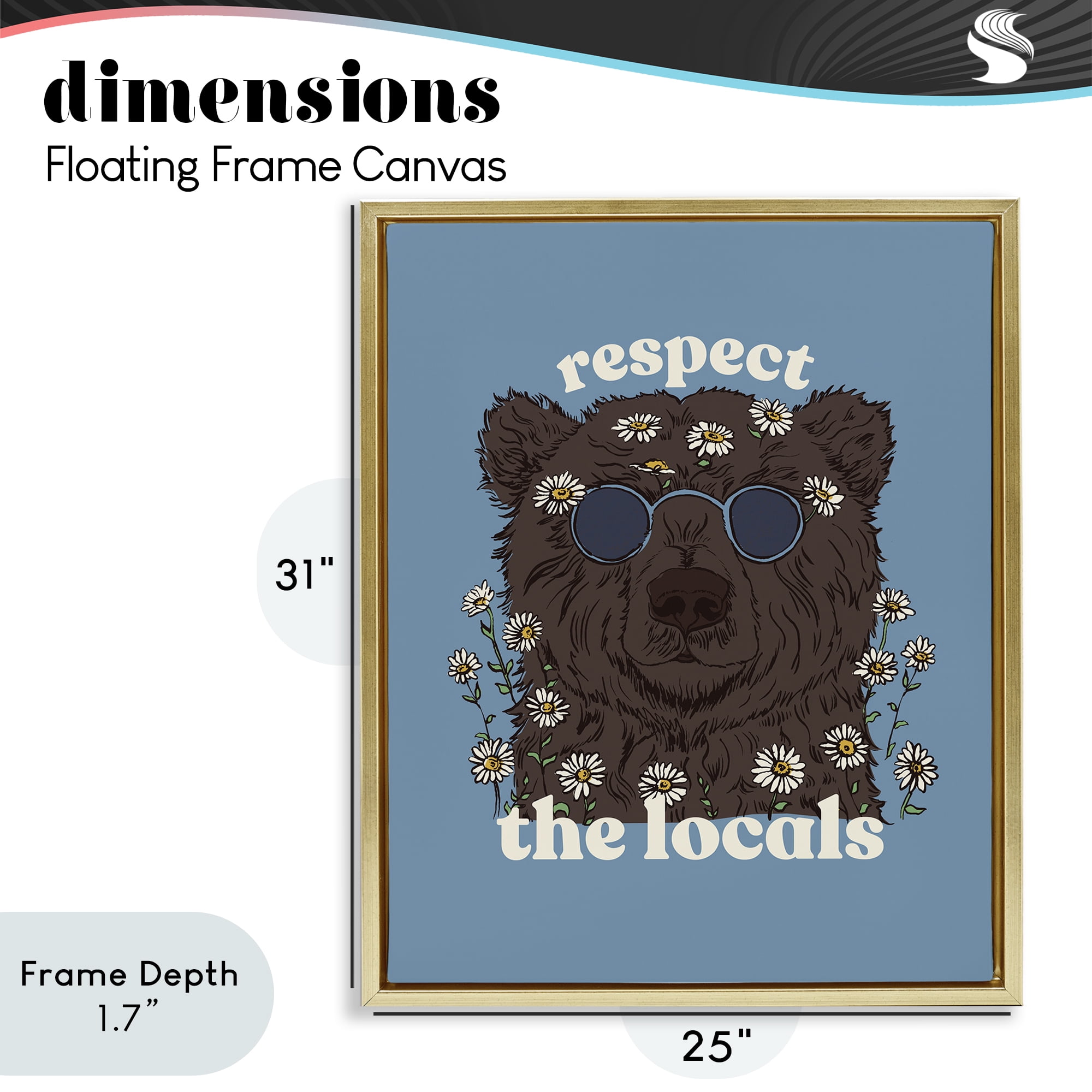 Stupell Industries Respect The Locals Bear Gold Framed Floater Canvas Wall Art, design by Two If By Sea Studios