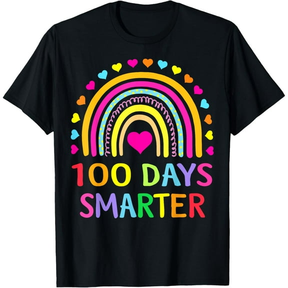 100th Day of School Teacher 100 Days Smarter Rainbow T-Shirt for Men Women Shirts