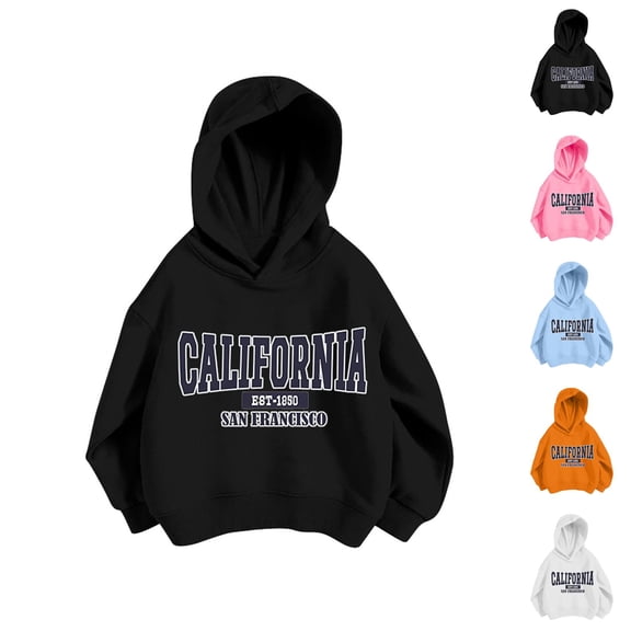 California San Francisco Hoodies for Girl Casual Long Sleeve Loose Graphic Hooded Sweatshirt Kids Pullover Tops