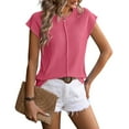 thumbnail image 1 of Fjuchai T-Shirt pour Femmes Hauts d'Été Col Rond Léger Pull Tricoté Manches Courtes Tees S-TG, 1 of 8