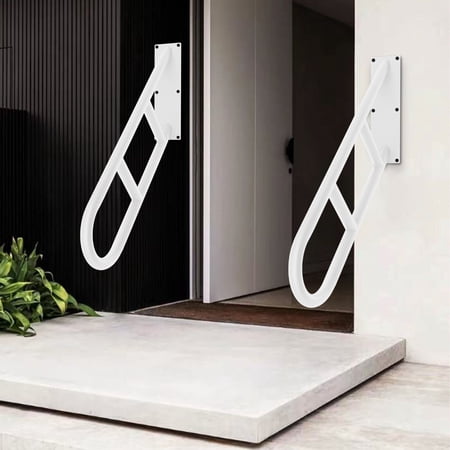 18" U-Shaped Handrails for Outdoor 1-3 Steps Wall Mount Handrail Grab Bar Black