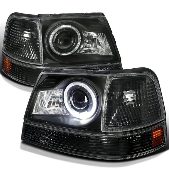 Spec-D Tuning Black Halo Ring Projector Headlights   Black Corner Lights Compatible with 1998-2000 Ford Ranger, Left   Right Pair Headlamps Assembly