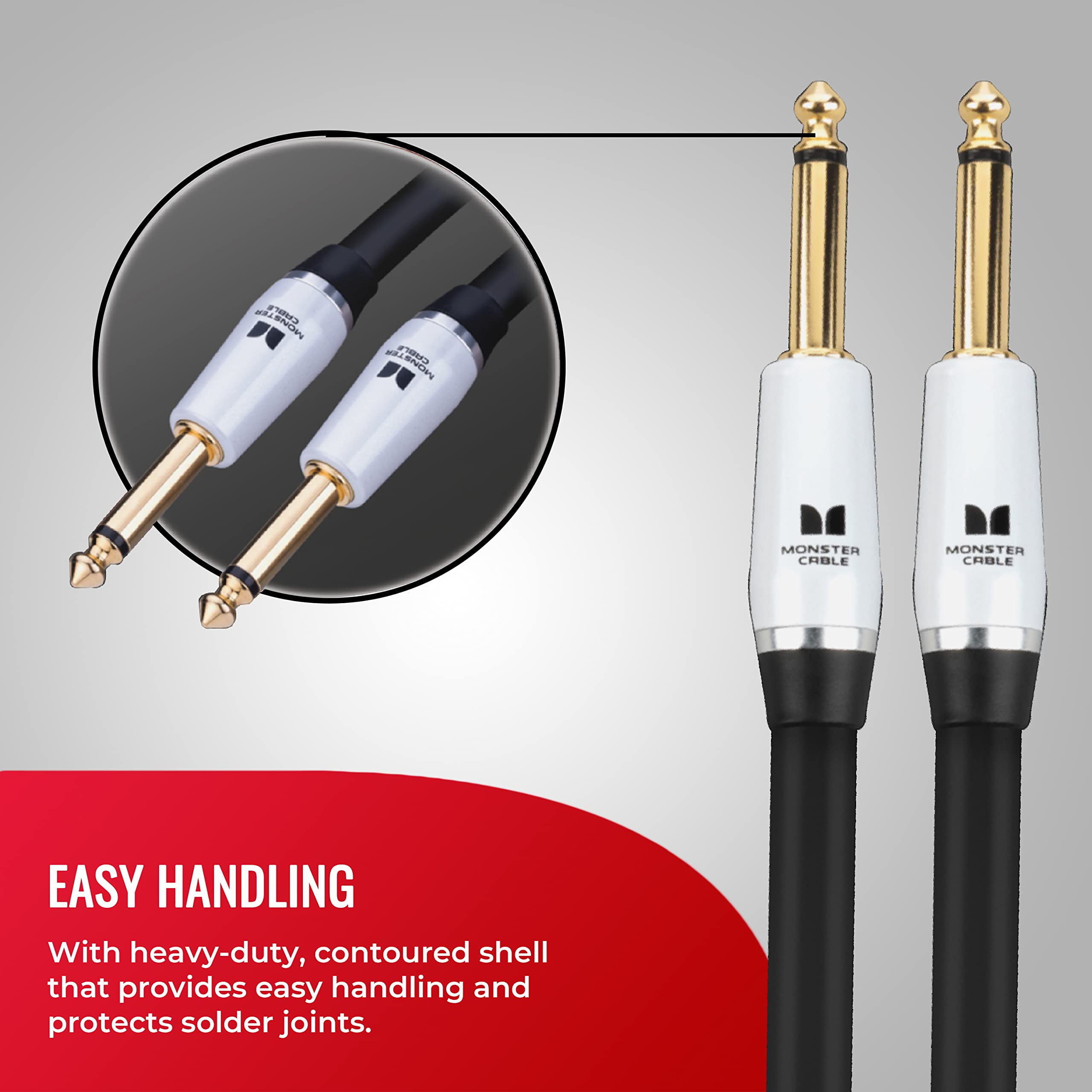 Monster Prolink Studio Pro 2000 12ft Instrument Cable, 24K Gold Contacts, Copper Shielding