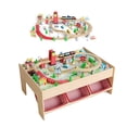 thumbnail image 1 of Table de Train – Ensemble et Table de Train en Bois de 92 Pcs – 3 Bacs de Rangement – Rails, Chemin de Fer et Ville – Cadeau pour Tout-Petits Garçons et Filles de 3 Ans et Plus, 1 of 8