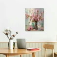 thumbnail image 2 of Nawypu Pink Flower Canvas Wall Art Florals Abstract Picture Teal Turquoise Watercolor Peach Bloosom Painting Artwork Framed for Bathroom Nursery Living Room Bedroom Kitchen Home Office Decor, 2 of 4