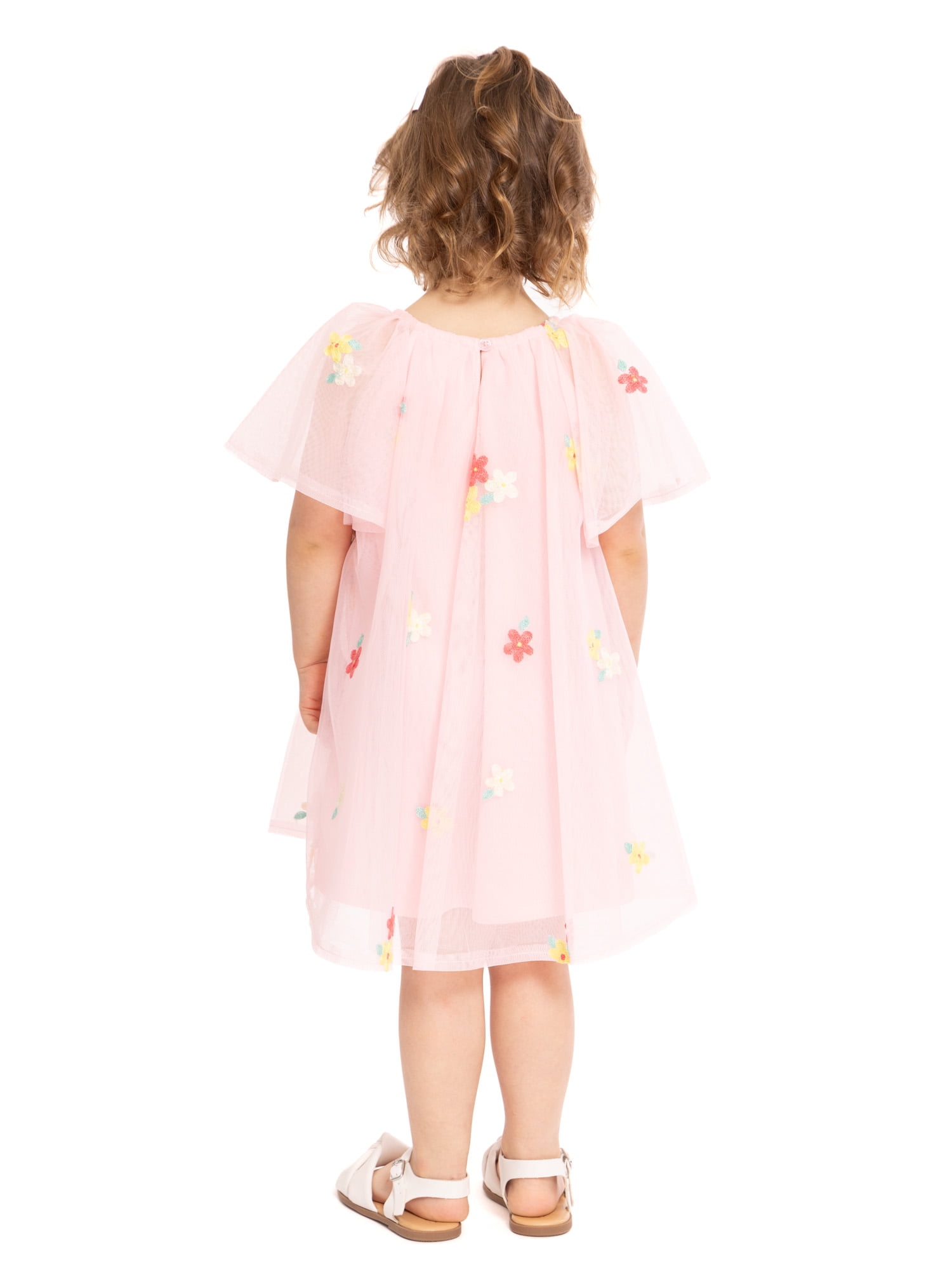 Wonder Nation Toddler Girls Floral Print Dress with Short Sleeves, Sizes 12M-5T