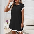 thumbnail image 3 of ShomPort Womens Shirt Dress Crewneck Cap Sleeve Breathable Pullover Mini Dress with Chest Pocket Summer Everyday Wear, 3 of 7