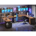 thumbnail image 2 of SEDETA L Shaped Gaming Desk with Drawers, L Shaped Computer Desk with Hutch and Storage Shelves, Gaming Desk with Pegboard, Led Lights, and Power Outlet, Home Office Desk, Corner Desk, 2 of 9