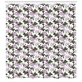 thumbnail image 3 of Peony Shower Curtain, Repeating Violet Tones Spring Blossom Flowers Pattern, Fabric Bathroom Set with Hooks, 69W X 75L Inches Long, Lilac Army Green Pale Purple Reseda Green, by Ambesonne, 3 of 3