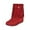 Red, variant on Women'S Cowboy Boots Vintage Tassel Square Toe Mid Heels Western Cowgirls Boots Ethnic Retro Fringe Rivet Slip On Wide Mid Calf Knight Riding Boots Dress Ankle Booties For Women Ladies