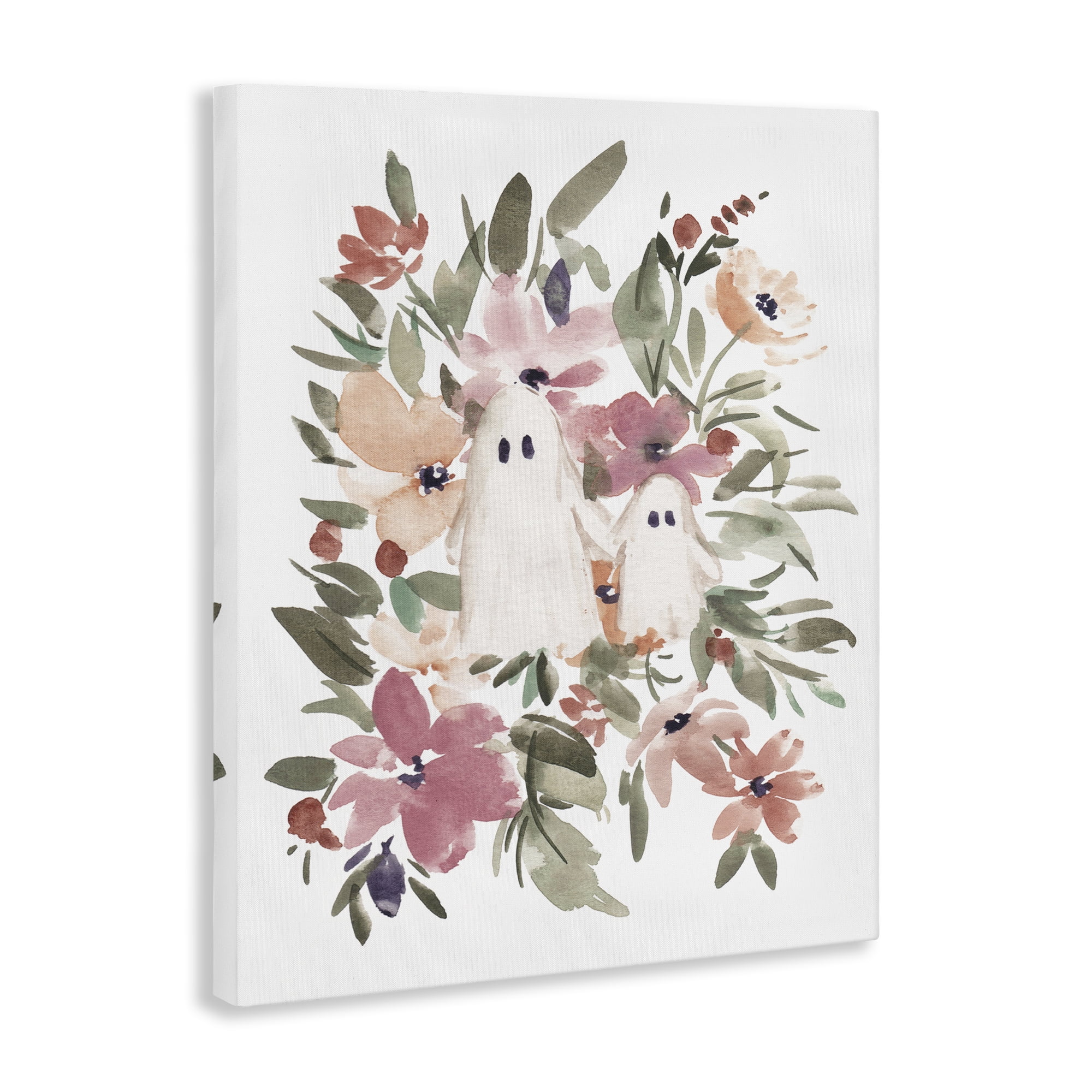 Stupell Industries Little Floral Ghosts Holiday Painting Wrapped Canvas Art Print Wall Art, 24 x 30