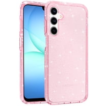 XPM for Samsung Galaxy A17 5G Phone Case, Transparent Glitter Shiny Sparkle Bling TPU Rubber Hard Back Hybrid Frame Shockproof Cover for Galaxy A17 (Pink)