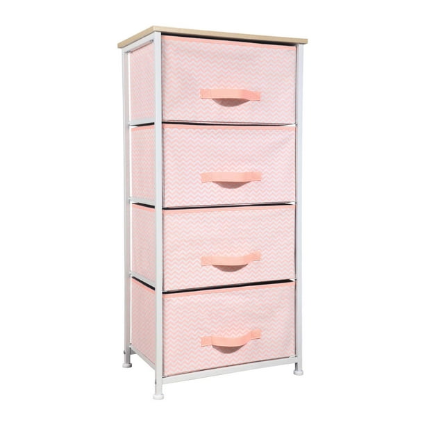 Homy Casa Pink Dresser Storage 4 Drawers Storage For Kids Bedroom