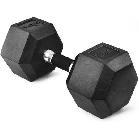 Yes4All 50 lbs Hex Rubber Grip Dumbbell Weight Set, Single