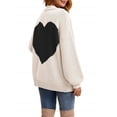 thumbnail image 2 of Heart Print Women Loose Casual Knit Cardigan Open Front Outerwear Sweater Coat, 2 of 5