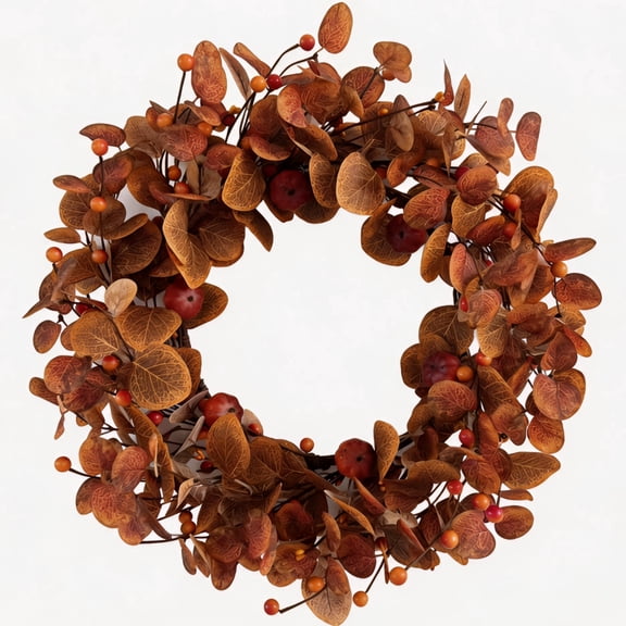 Fall Wreath Pumpkin Wreath for Front Door with Maple Leaves Harvest Wreath for Door Window Porch Thanksgiving Halloween Decor 20 Inch