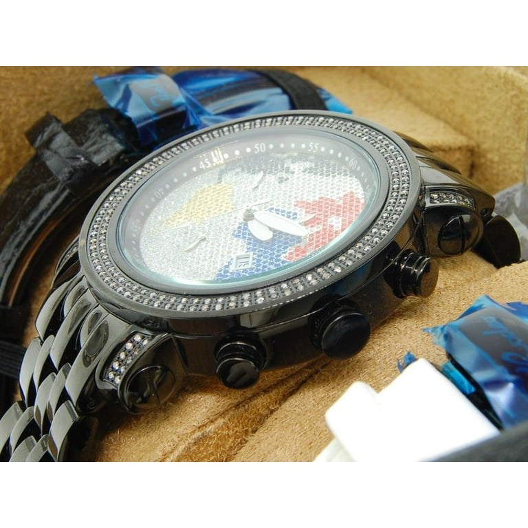 MENS TYLER DIAMOND WATCH JOJINO JOJO 2 CT COLOR WORLD MAP DIAL