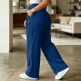 thumbnail image 6 of Inleife Women Solid Corduroy Cargo Pants High Waist Wide Leg Casual Trousers Elastic Drawstring Multi Pockets Daily Loungewear, 6 of 6