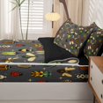 thumbnail image 5 of Erosebridal Cute Beetles Zipper Twin Comforter Sets with Fitted Sheet and 2 Pillowcases,Dreamy Bug Theme Zipper Bedding Set,Gray Green,Black Reversible,4pcs, 5 of 8