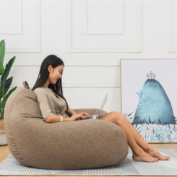 FANNYC Bean Bag Sofa Chairs Cover Unfilled Classic Lazy Lounger Bean Bag Storage Chairs Couch Sofa Cover Ultra Soft Furniture For Adults Kids Home Indoor /Outdoor,27.6"x31.5"