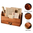 thumbnail image 3 of Mistaha Desktop Storage Organizer with Drawer Office Multi-tier Storage Box Desktop Wooden Mail Rack Multifunctional Wooden Desktop Accessories Drawer Organization for Documents Stationeries Bills, 3 of 7