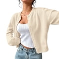 thumbnail image 5 of Nestiefly Women's Cropped Cardigan Sweater Lightweight Soft Knit Long Sleeve Crew Neck Button Down Clothes Spring Fall Beige S, 5 of 5