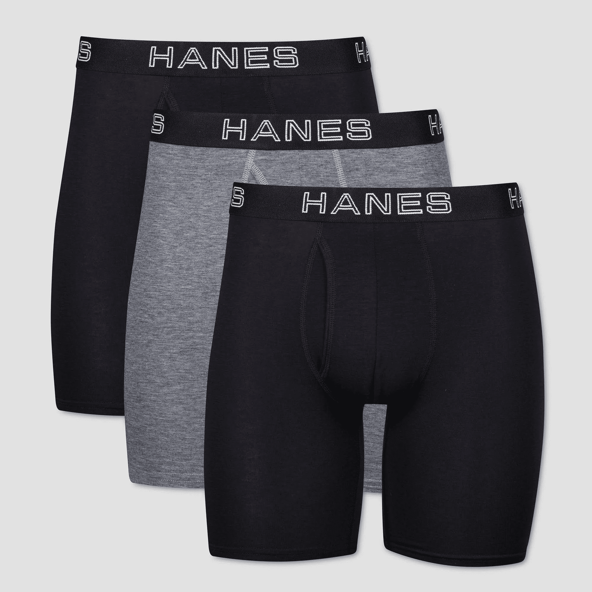 Hanes Premium Men's 3 Pack Long Leg Boxer Briefs with Total Support ...