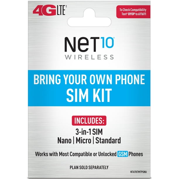 Net10 Bring Your Own Phone SIM Kit - AT&T GSM Compatible - Walmart.com - Walmart.com