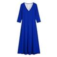 thumbnail image 6 of Lenpel Long Sleeve Dresses for Women V Neck T Shirt Maxi Dresses Flowy Comfy Solid Color Casual Loose Fit Dresses, 6 of 6