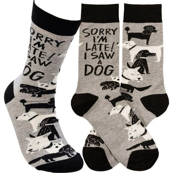 Primitives by Kathy 113092 Sorry I'm Late I Saw a Dog Socks