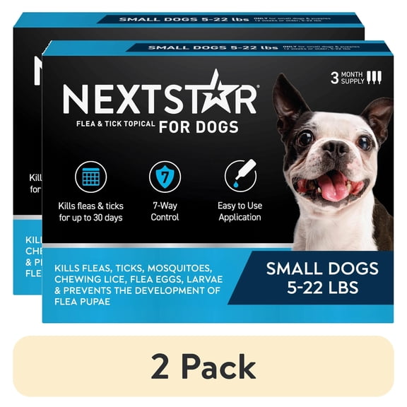 (2 pack) NEXTSTAR Flea & Tick Topical Prevention for Dogs 5-22 lbs, 3-Month Supply