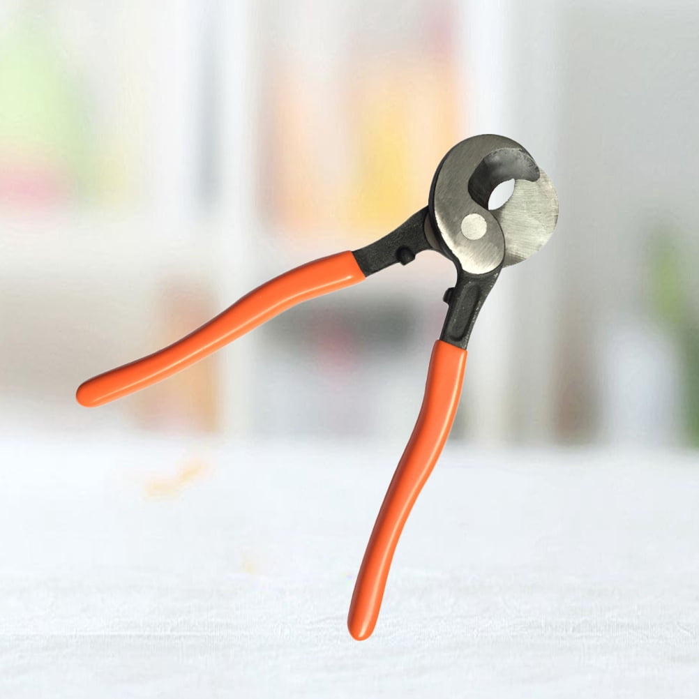 FRCOLOR Heavy Duty Ratchet Cable Cutter with Steel Construction for Wire Cutting Use  Orange  Compact Design and Secure Grip