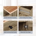 thumbnail image 5 of Ktaxon Mid-Century Modern Kitchen Island Cart with Storage, 47.2" Rolling Kitchen Storage Island on Wheels with 3 Drawers, Farmhouse Island Table with Spice Rack & Drop Leaf, Rustic Oak, 5 of 12