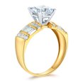 thumbnail image 3 of Wellingsale Ladies Solid 14k Yellow Gold Polished CZ Cubic Zirconia Princess Cut Engagement Ring with Side Stones - Size 7.5, 3 of 6
