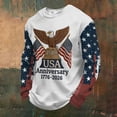 thumbnail image 2 of Mens 250 Anniversary USA Shirt Crewneck Waffle Sweatshirt American Flag Shirts with Eagle Long Sleeve Pullover Tops Fourth of July Outfit, 2 of 3