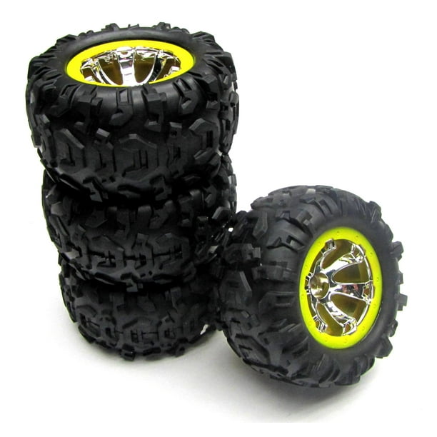 1/16 Summit Tires & WHEELS (YELLOW, Set 4, Traxxas 72074
