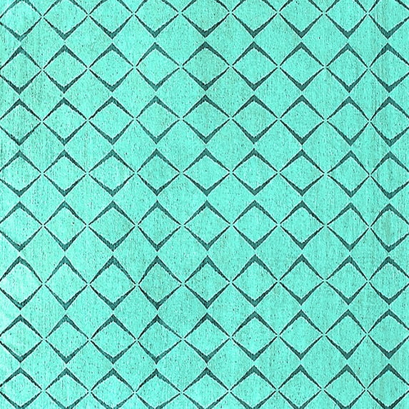 Ahgly Company Indoor Square Solid Turquoise Blue Modern Area Rugs, 7' Square