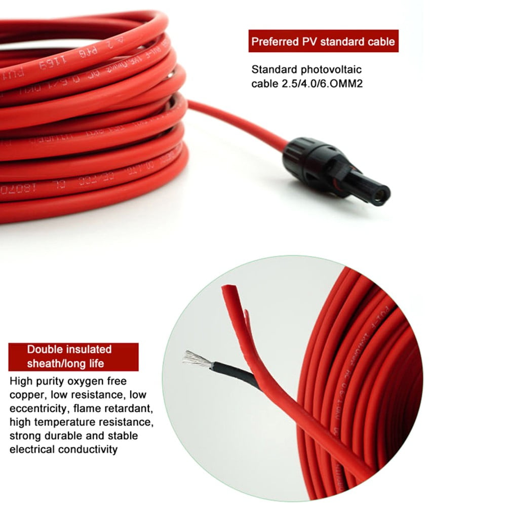 1M Solar Pv Panel Extension Cable Sae Photovoltaic Connector Wire 10Awg
