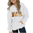 thumbnail image 2 of Spazoro Girls Hooded Sweatshirts, Fashion Long Sleeve Cute Print Soft & Comfy Fall Winter Tops for Girls White Size 7 T, 2 of 4