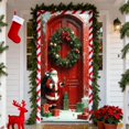 thumbnail image 6 of Christmas Entryway Door Cover - Santa-Print Door Banner Wall Tapestry Weather-Proof Fast Install, Indoor Outdoor Holiday Backdrops for Entryway or Party Photo, 6 of 6