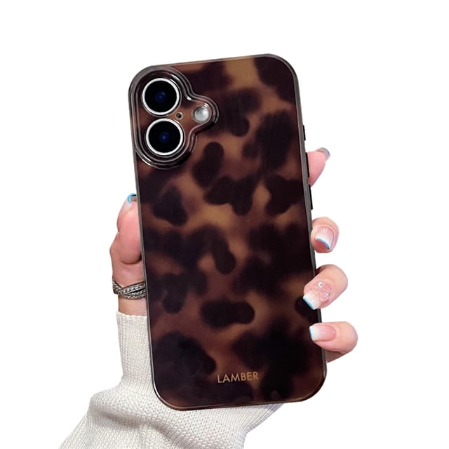 Funda de teléfono XQAGU para iPhone 16 Amber Leopard Full Protect