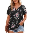 thumbnail image 3 of Graphic Tennis Tees for Women Plus Size Summer Short Sleeve Pullover Tee for Daily Casual Comfort with Crewneck Tunic Style Loose Fit Women’s T-Shirts Blue XL, 3 of 3