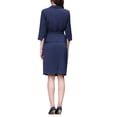 thumbnail image 3 of INSPIRE CHIC Women's 2 Piece Sets Business 3/4 Sleeve Blazer with Belt Pencil Skirt Suit S Navy Blue, 3 of 5