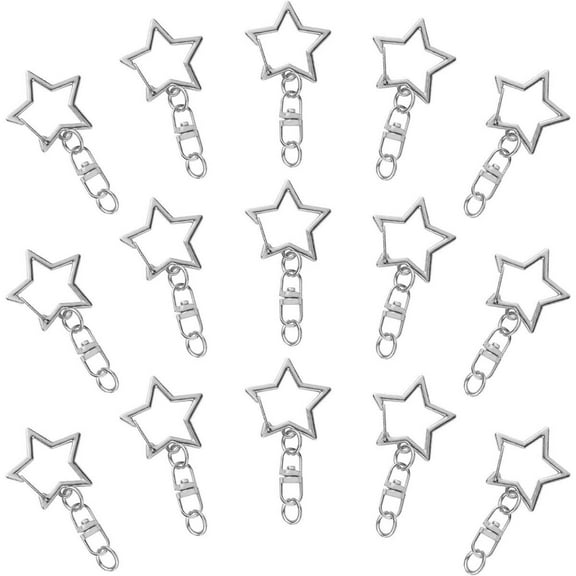 WeiDongzhuo 60Pcs Star Shaped Spring Snap Keychain Clip Metal Swivel Clasp Snap Hook Key Ring with Chain Hanging Buckle for DIY Crafts Keychain Accessories