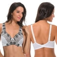 thumbnail image 3 of Curve Muse Women's Minimizer Unlined Underwire Bra With Lace Embroidery-2 Pack-Mag,White-48DD, 3 of 6