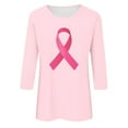thumbnail image 4 of Jsaierl Breast Cancer Shirts Women Pink Ribbon Print Tees Funny 3/4 Sleeve Tops Dressy Casual Tunic Blouses Breast Cancer Awareness T-shirts, 4 of 4