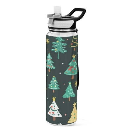 

Sports Water Bottle 1000ML Tritan Food Grade Clear Water Bottle Fitness Outdoor Sports BikeColorful Cute Christmas Tree