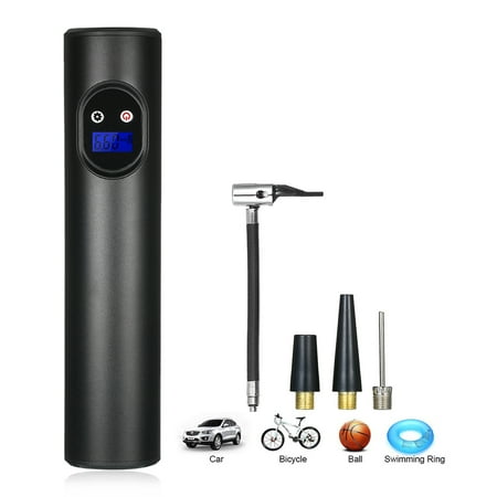 New Generation Car Tire Inflator Bicycle Air Compressor Portable Car Air Pump with Digital Controlled 12V 120 PSI Cordless Tire Pump with 2200mA Rechargeable Li-ion Battery and 12V Power Adapter 